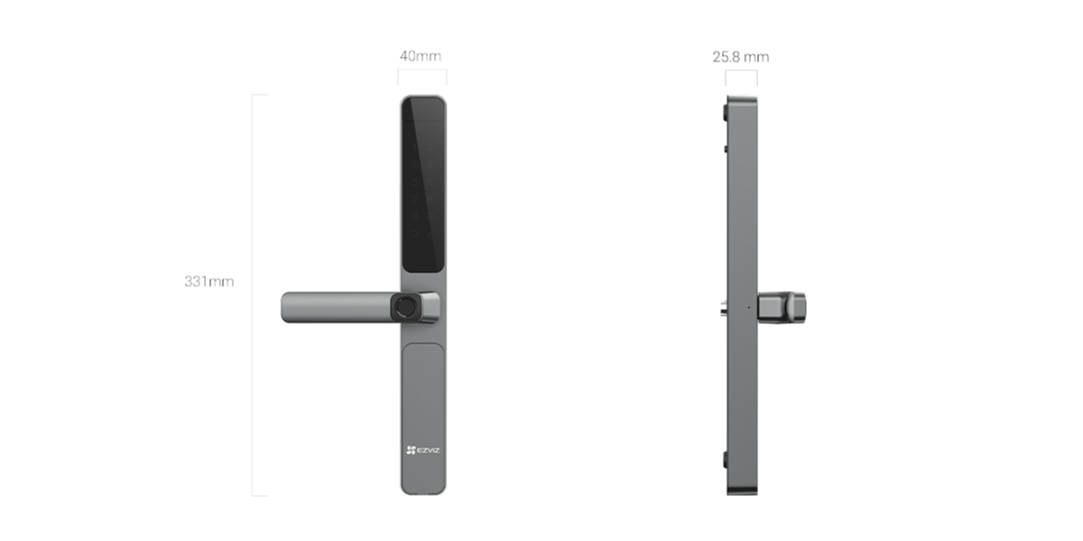 EZVIZ DL06 Pro Smart Dual-Sided Fingerprint Door Lock product dimensions