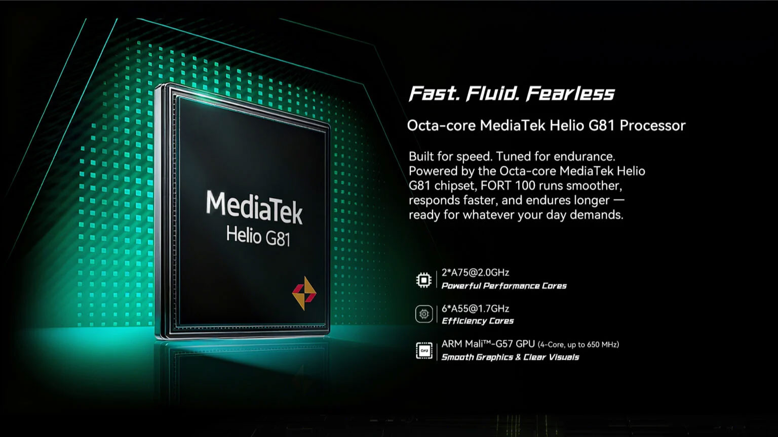 Fort 100 Mediatek Helio G81 Octa-Core Processor